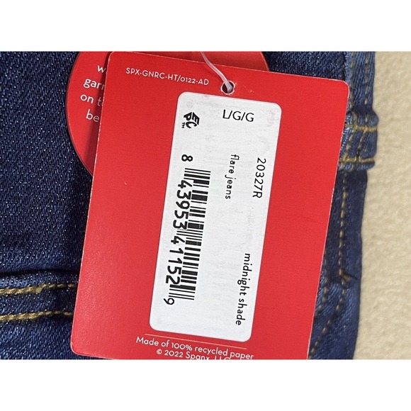Spanx Jeans Womens Large Blue Flare Jean Stretch High Rise Adult NWT - Picture 7 of 14